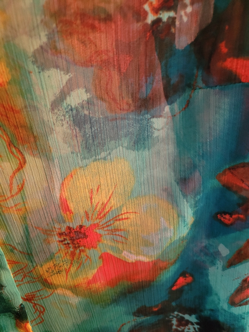 TRIBAL Sheer Floral Print V-Neck Blouse - Picture 4 of 6